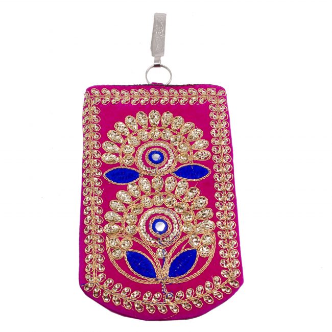 Multicolor Cotton, Mirror, Zari, Metal & Velvet Mobile Cover