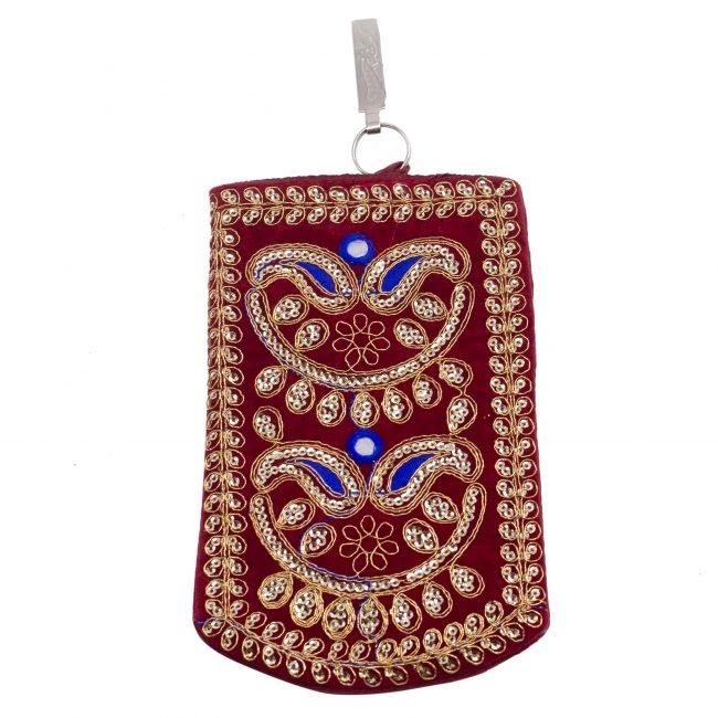 Multicolor Cotton, Mirror, Zari, Metal & Velvet Mobile Cover