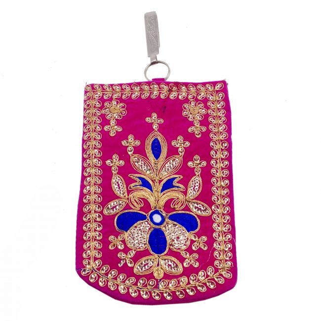 Multicolor Cotton, Mirror, Zari, Metal & Velvet Mobile Cover