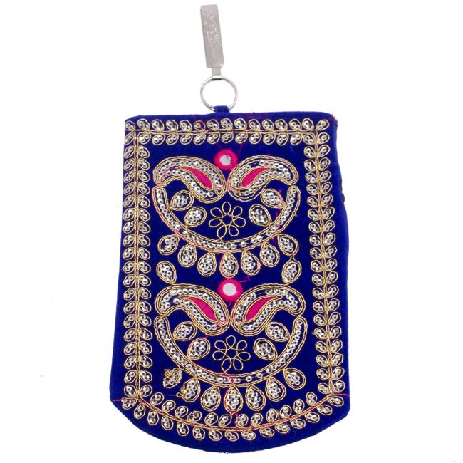 Multicolor Cotton, Mirror, Zari, Metal & Velvet Mobile Cover