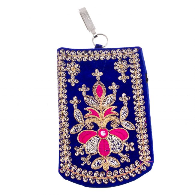 Multicolor Cotton, Mirror, Zari, Metal & Velvet Mobile Cover
