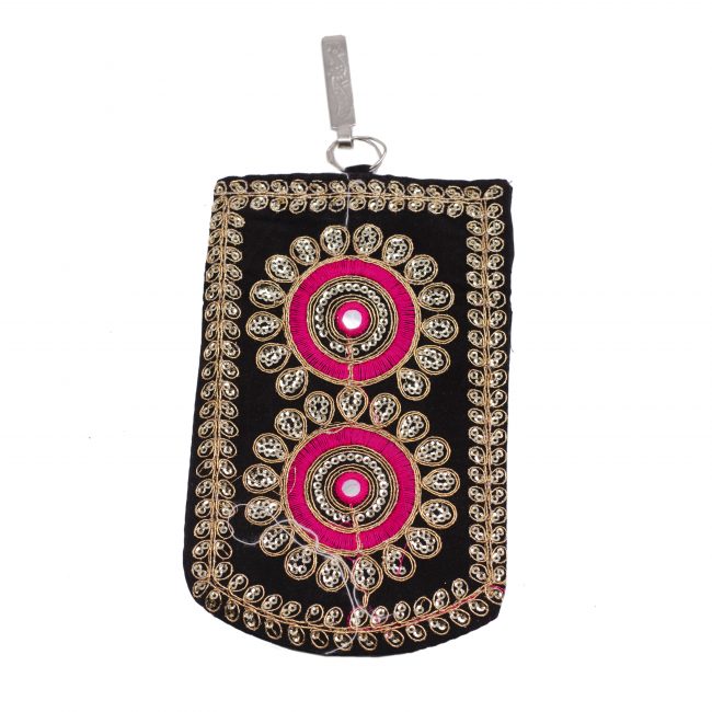 Multicolor Cotton, Mirror, Zari, Metal & Velvet Mobile Cover