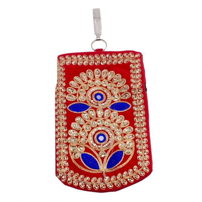 Multicolor Cotton, Mirror, Zari, Metal & Velvet Mobile Cover