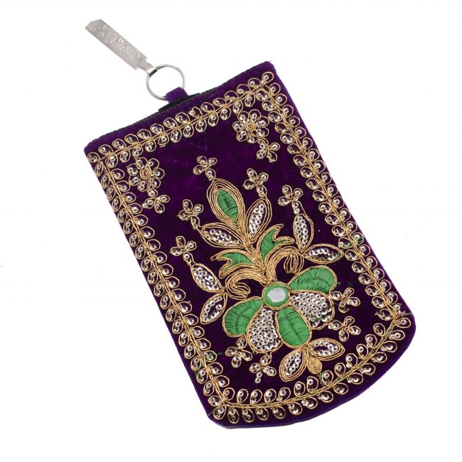 Multicolor Cotton, Mirror, Zari, Metal & Velvet Mobile Cover
