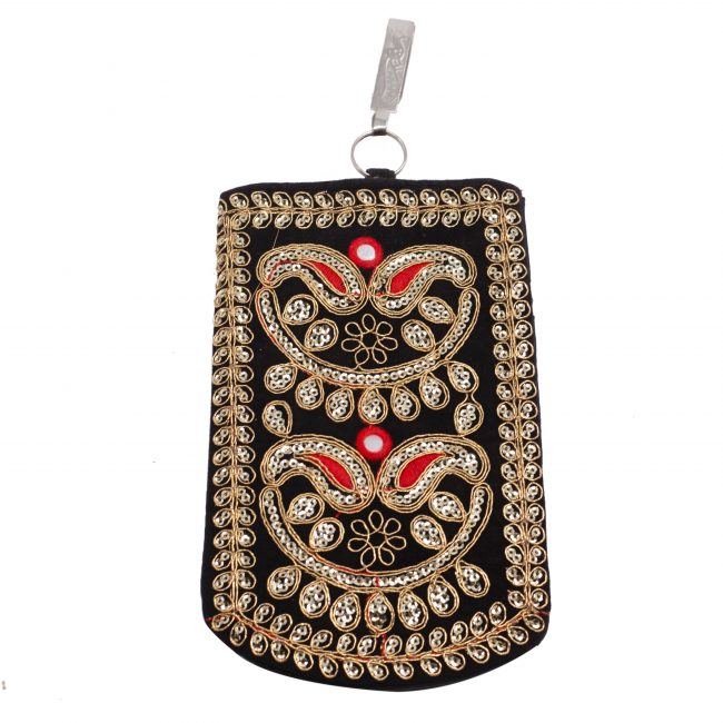 Multicolor Cotton, Mirror, Zari, Metal & Velvet Mobile Cover