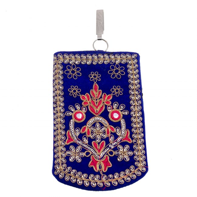 Multicolor Cotton, Mirror, Zari, Metal & Velvet Mobile Cover