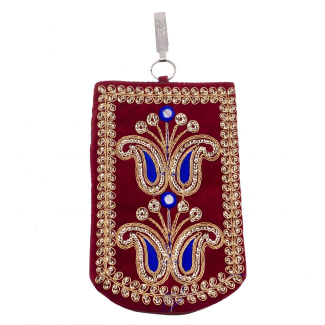 Multicolor Cotton, Mirror, Zari, Metal & Velvet Mobile Cover