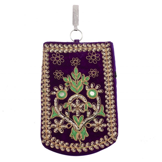 Multicolor Cotton, Mirror, Zari, Metal & Velvet Mobile Cover