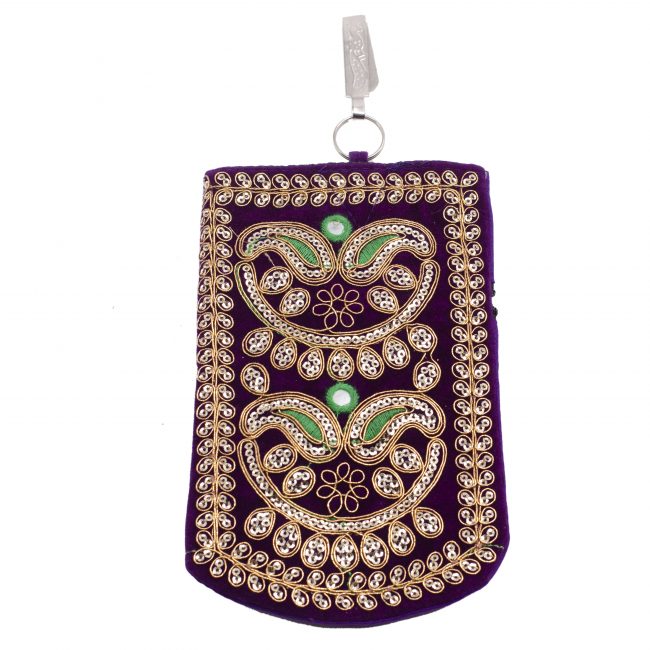 Multicolor Cotton, Mirror, Zari, Metal & Velvet Mobile Cover