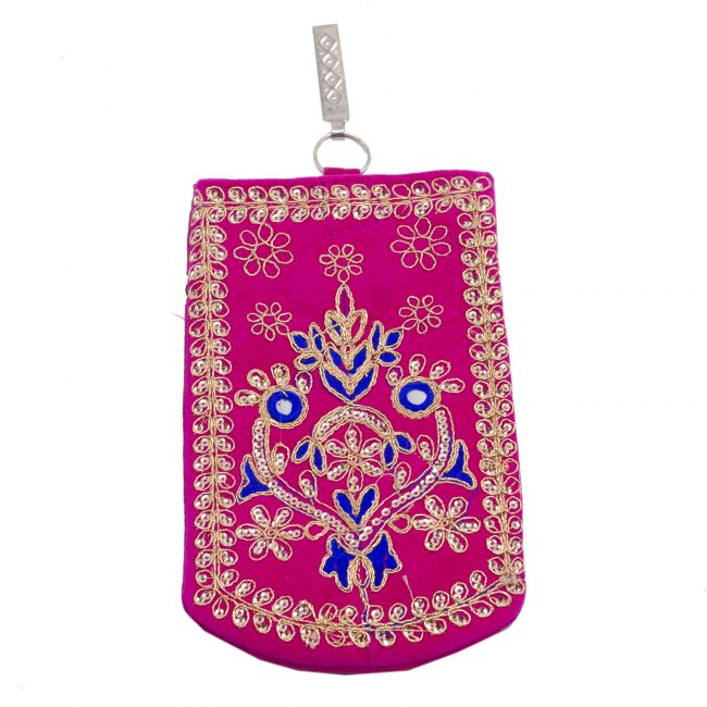 Multicolor Cotton, Mirror, Zari, Metal & Velvet Mobile Cover