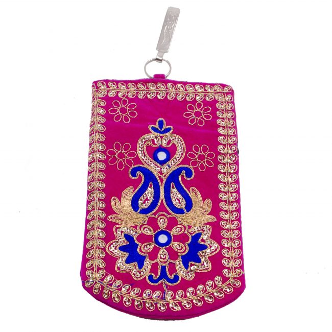 Multicolor Cotton, Mirror, Zari, Metal & Velvet Mobile Cover
