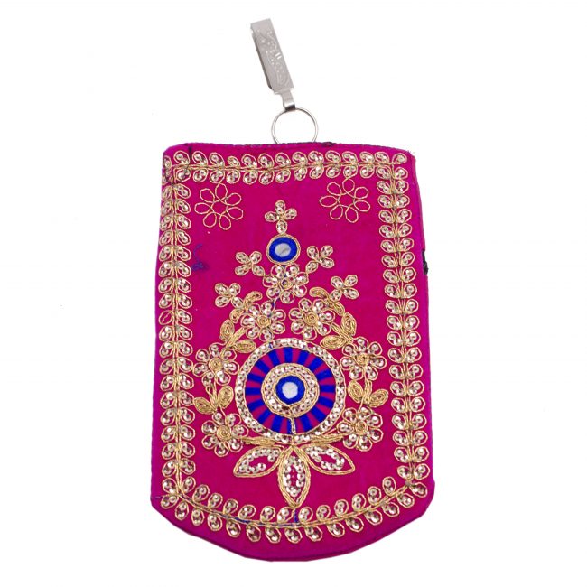 Multicolor Cotton, Mirror, Zari, Metal & Velvet Mobile Cover
