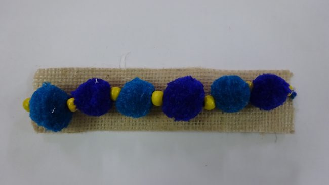 Blue & Yellow Wool Thread & Beads Eco Friendly Rakhi