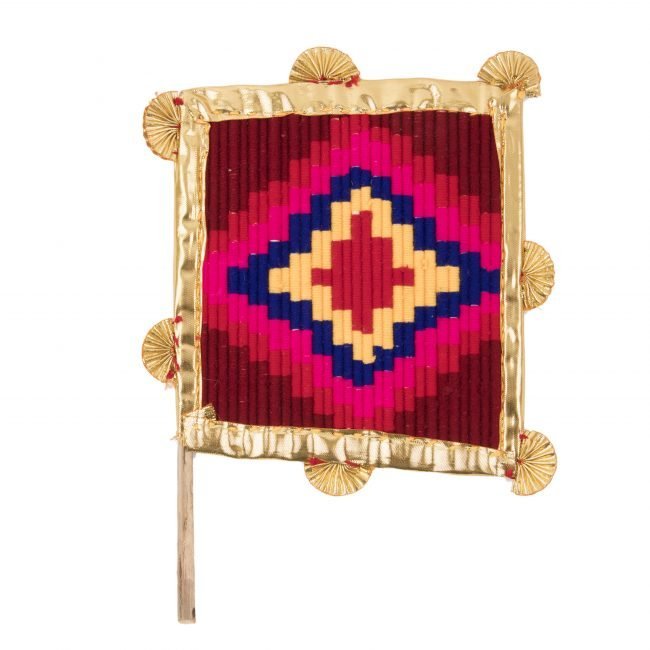 Hand Crafted FAN made from Thread, Fabric, Glass & Wood