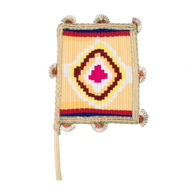 Hand Crafted FAN made from Thread, Fabric, Glass & Wood