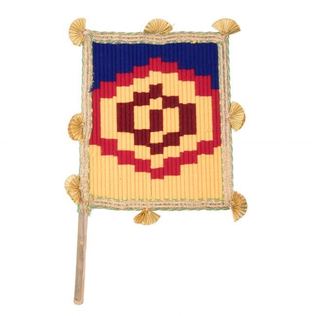 Hand Crafted FAN made from Thread, Fabric, Glass & Wood