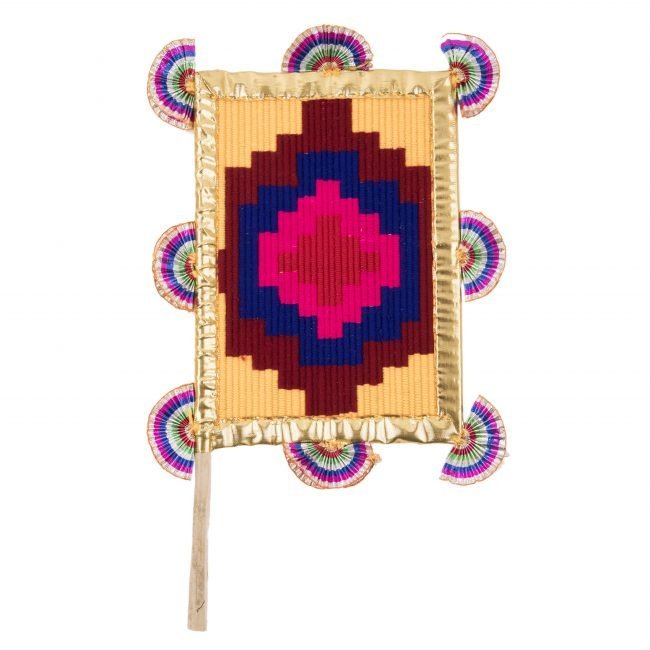 Hand Crafted FAN made from Thread, Fabric, Glass & Wood