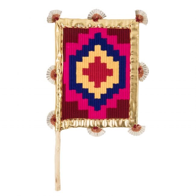 Hand Crafted FAN made from Thread, Fabric, Glass & Wood