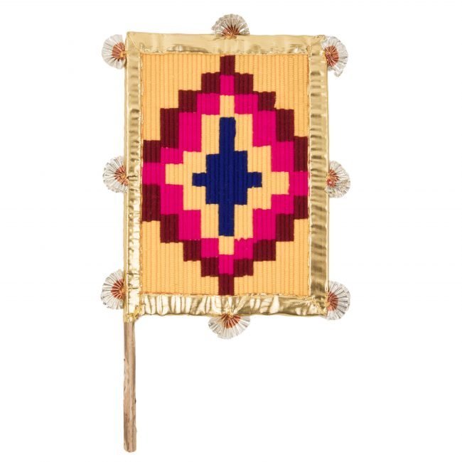 Hand Crafted FAN made from Thread, Fabric, Glass & Wood