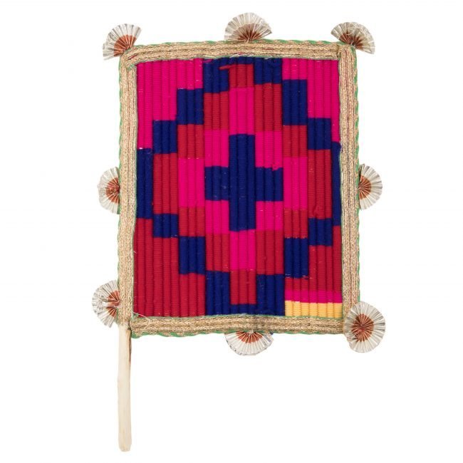 Hand Crafted FAN made from Thread, Fabric, Glass & Wood