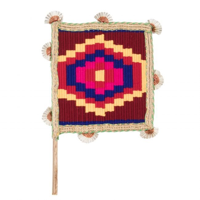 Hand Crafted FAN made from Thread, Fabric, Glass & Wood