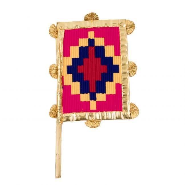 Hand Crafted FAN made from Thread, Fabric, Glass & Wood