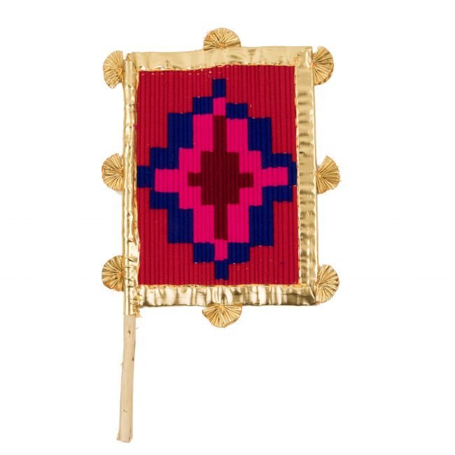 Hand Crafted FAN made from Thread, Fabric, Glass & Wood