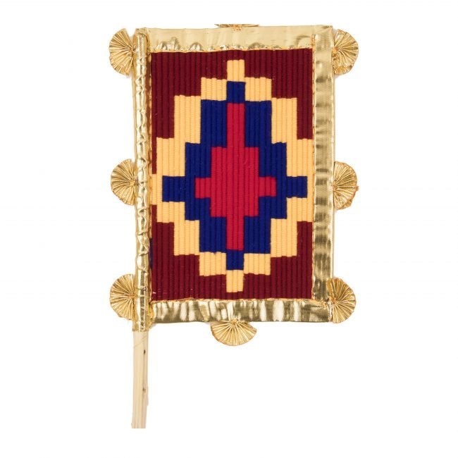 Hand Crafted FAN made from Thread, Fabric, Glass & Wood