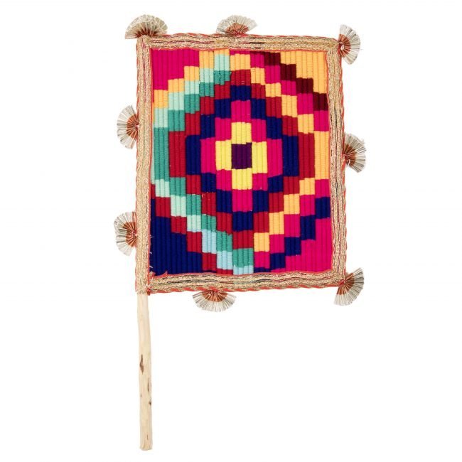 Hand Crafted FAN made from Thread, Fabric, Glass & Wood