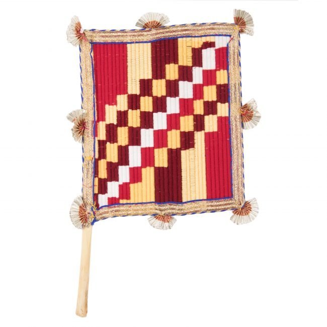 Hand Crafted FAN made from Thread, Fabric, Glass & Wood
