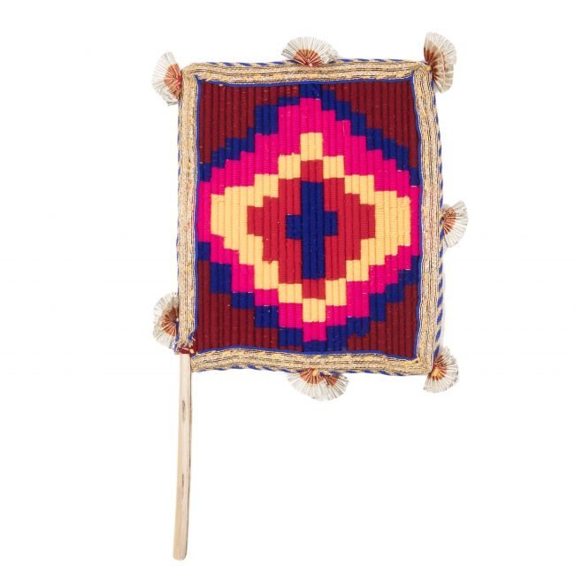Hand Crafted FAN made from Thread, Fabric, Glass & Wood
