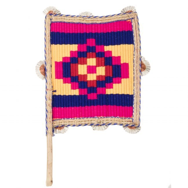 Hand Crafted FAN made from Thread, Fabric, Glass & Wood