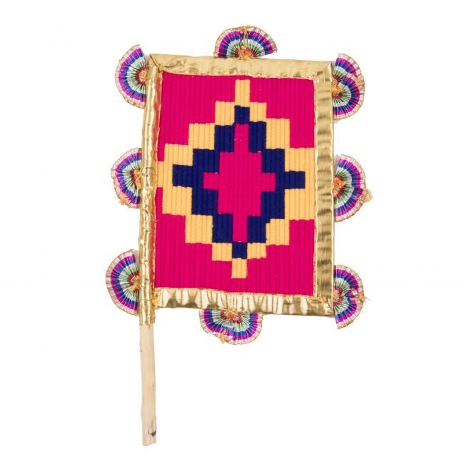Hand Crafted FAN made from Thread, Fabric, Glass & Wood