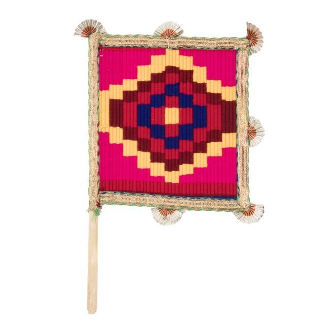 Hand Crafted FAN made from Thread, Fabric, Glass & Wood