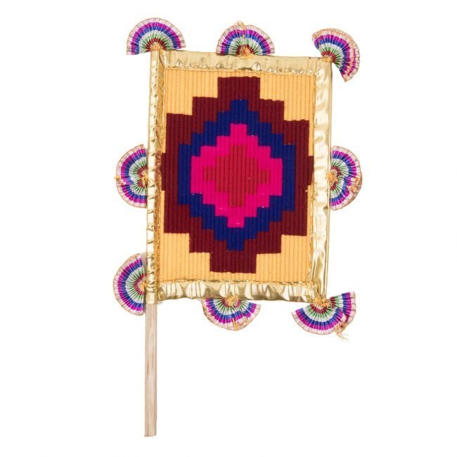 Hand Crafted FAN made from Thread, Fabric, Glass & Wood