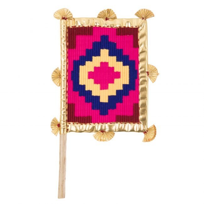 Hand Crafted FAN made from Thread, Fabric, Glass & Wood