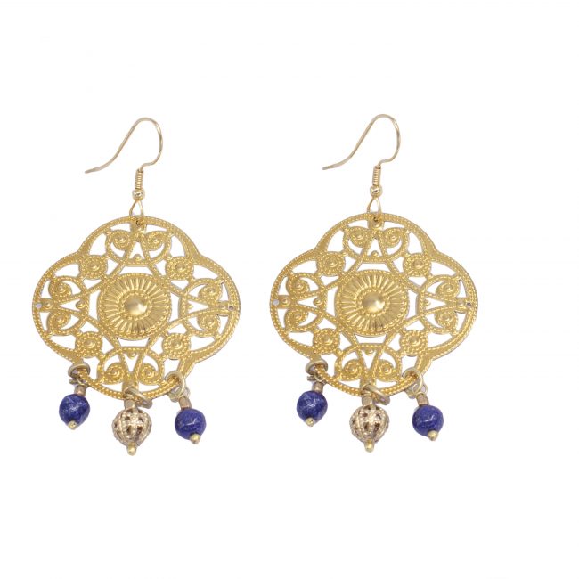 Handcrafted Brass Dangle & Drop Purple Earring