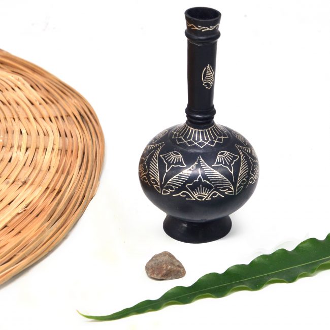 Bidri work Silver Tarkashi Vase