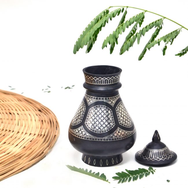 Bidri work Silver Tarkashi Jam Box Phool Jadi