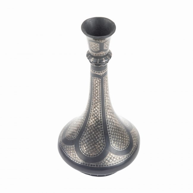 Bidri work Silver Tarkashi Shahnayi Vase Phool Jadi