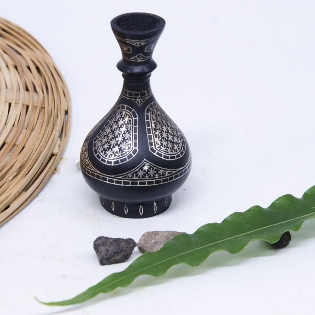 Bidri work Silver Tarkashi Gudgudi Vase Phool Jadi