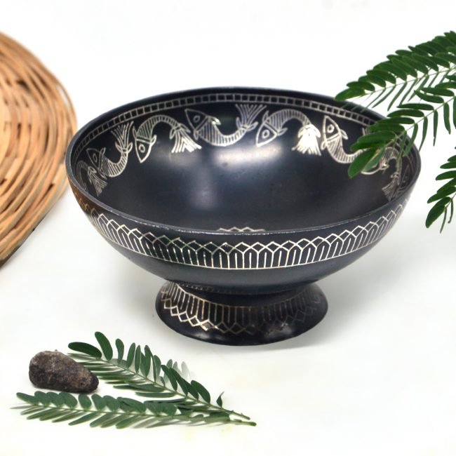 Bidri work Silver Tarkashi Fish Bowl