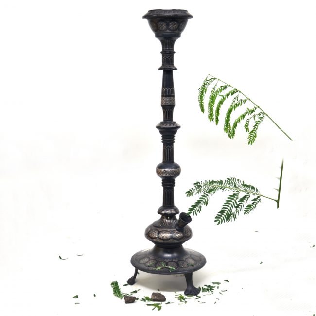 Bidri work Silver Tarkashi Star Work Hukka