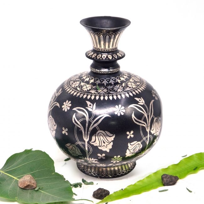 Bidri work Silver Tarkashi Sheet Work Suraye Vase