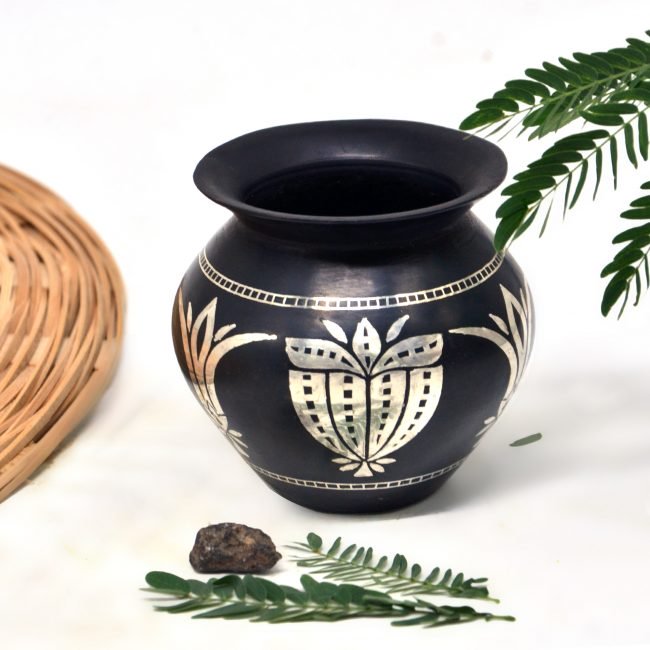Bidri work Silver Tarkashi Kalash “ Pot
