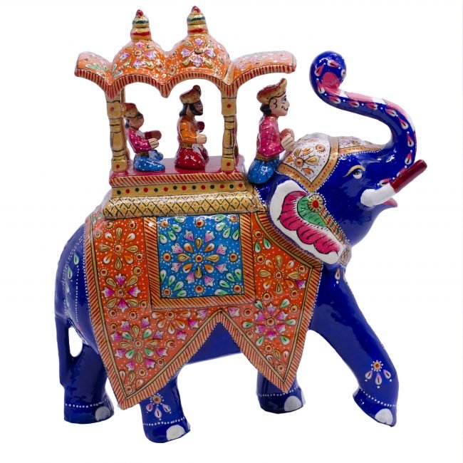 Handmade Multicolor Metal Standard Size Elephant Ambabari