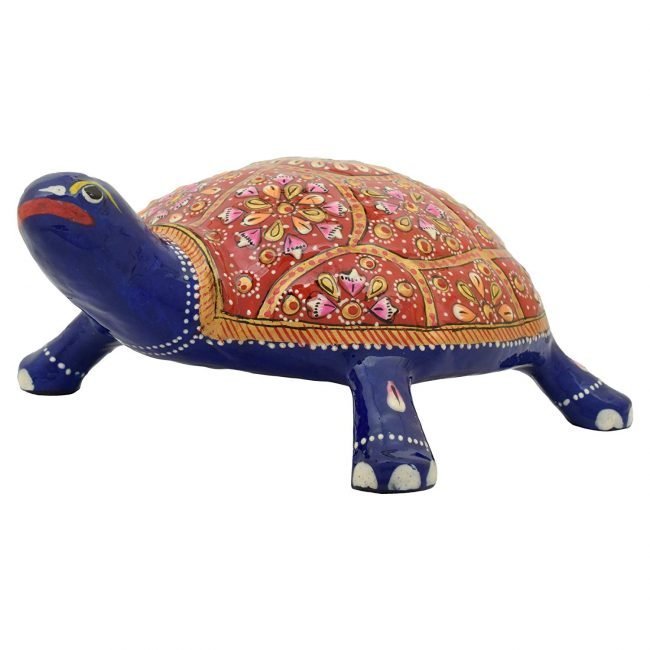 Rajasthani Tribal Handmade Blue  Tortoise  Figured Metal Statue