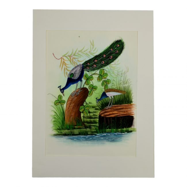 Handmade Paper With Silk Birds Painting