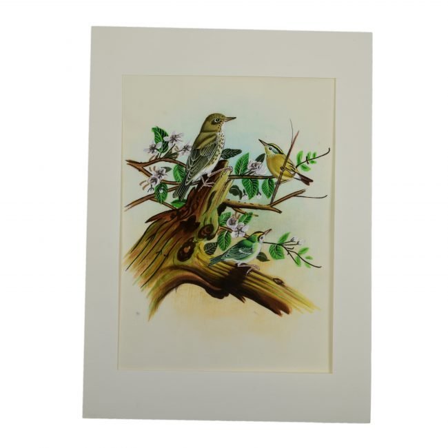 Handmade Paper With Silk Birds Painting
