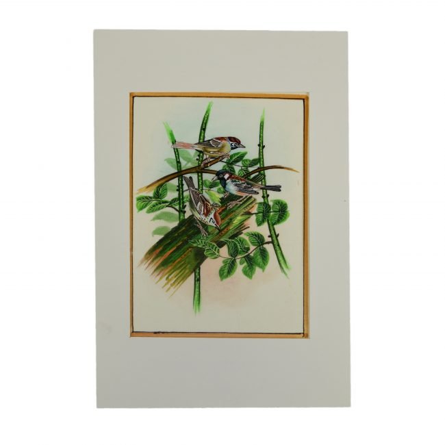 Handmade Paper With Silk Birds Painting